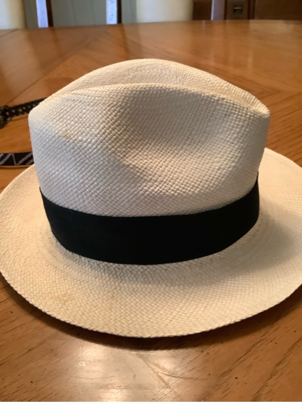 Men's Cream Straw Fedora with Black Band XXL
